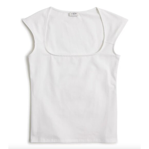 J. Crew Cap-sleeve stretch cotton-blend squareneck tank top Size XS - Picture 1 of 9